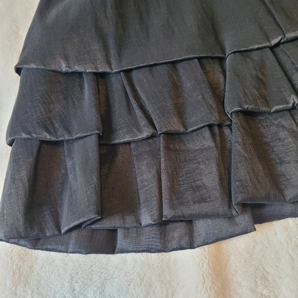 G.L.A.M. One Shoulder Black Dress with Bottom Ruffles Size Medium - Picture 6 of 9